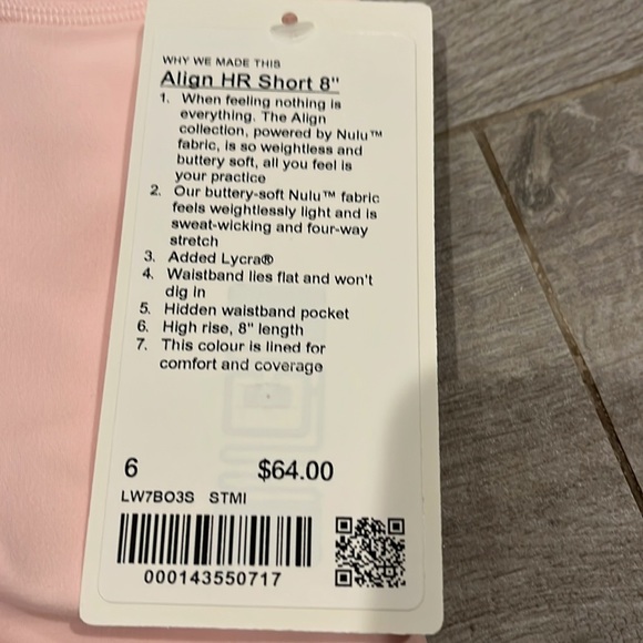!!New Arrival!! Lululemon strawberry milkshake 8" align shorts - Picture 6 of 7